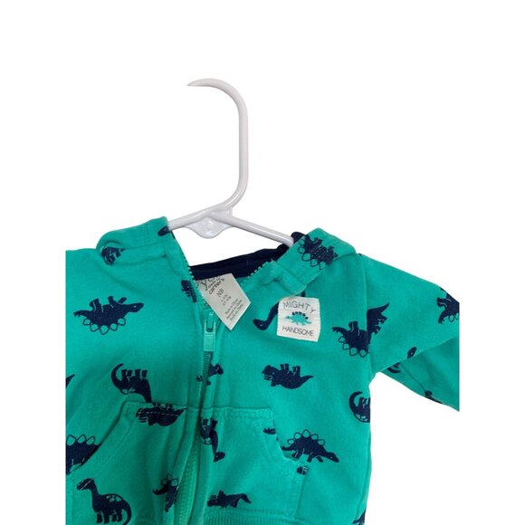 Just One You Boys Infant Baby Size Newborn Green Blue Full Zip Sweatshirt Hoodie - Picture 2 of 3